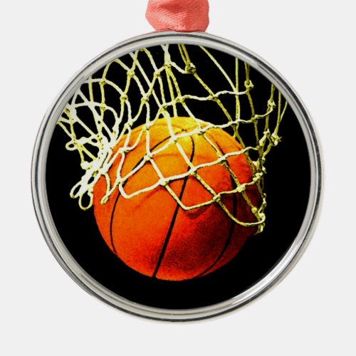 Basketball I Love Metal Ornament