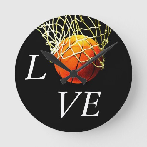 Basketball I Love Round Clock