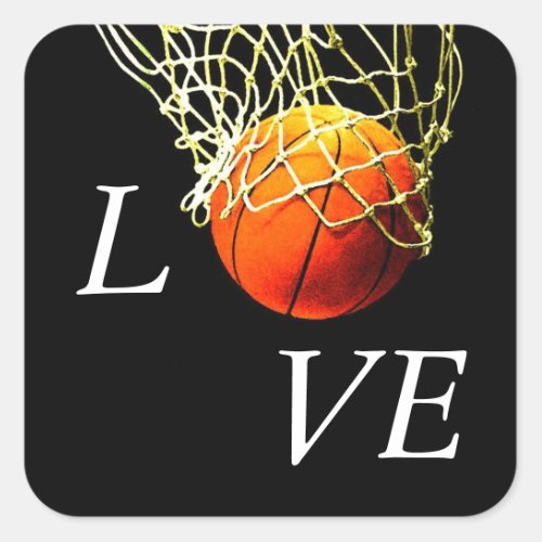 Basketball I Love Square Sticker