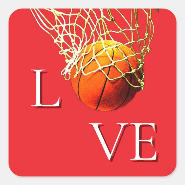 Basketball I Love Square Sticker (Front)