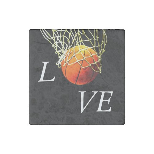 Basketball I Love Stone Magnet