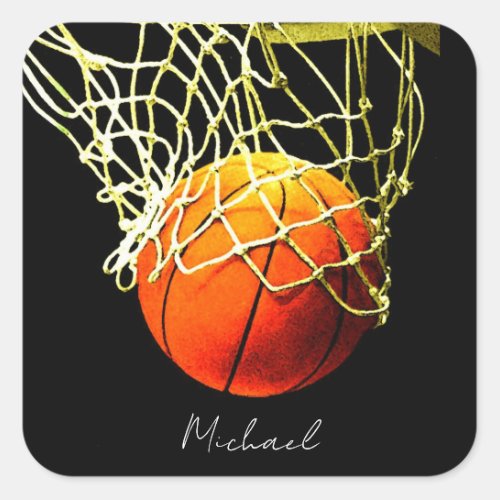 Basketball I Love Your Name Square Sticker
