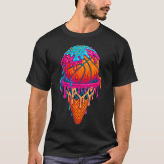 Basketball Ice Cream Drip Cone Boys Girls Youth T-Shirt