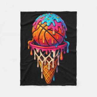Basketball Ice Cream Drip For Boys Girls Youth Bas Fleece Blanket