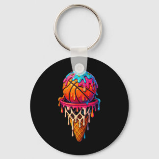 Basketball Ice Cream Drip For Boys Girls Youth Bas Keychain