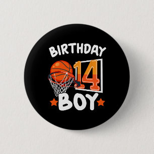 Basketball Im 14 Years Old 14th Birthday Boy Decor Button