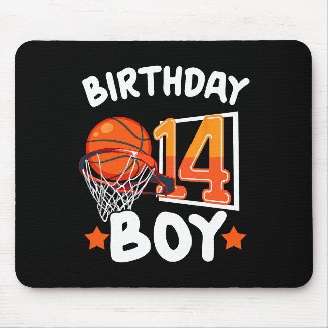 Basketball Im 14 Years Old 14th Birthday Boy Decor Mouse Pad (Front)
