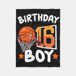 Basketball Im 16 Years Old 16th Birthday Boy Decor Fleece Blanket