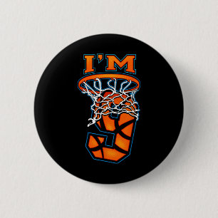 Basketball I'm 9 Boy Girl 9th Birthday Button