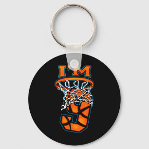 Basketball I'm 9 Boy Girl 9th Birthday Keychain