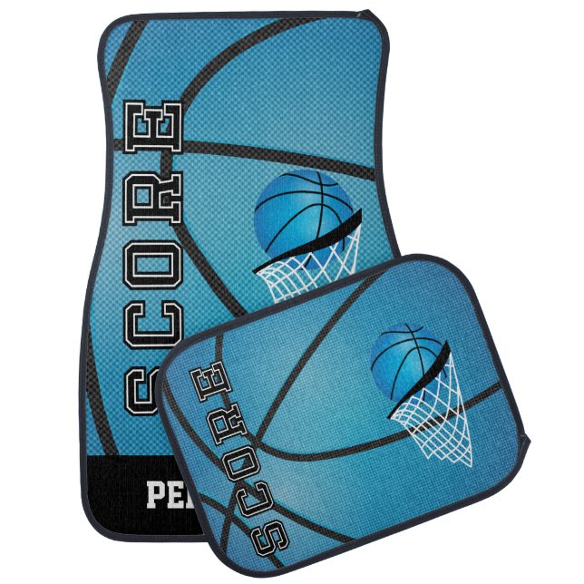 Basketball in a Sporty Blue Style | Personalize Car Mat (Set)