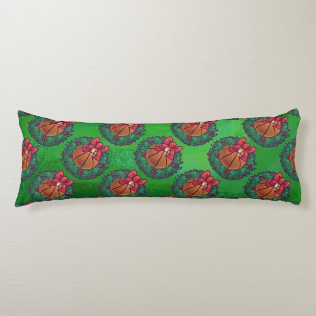 Basketball in Christmas Wreath Body Pillow (Front)