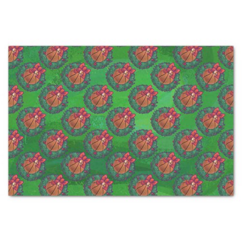 Basketball in Christmas Wreath Tissue Paper