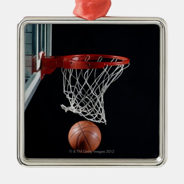 Basketball in Hoop Metal Ornament (Front)