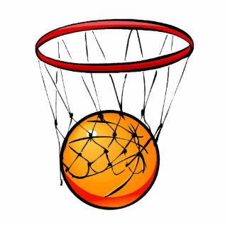 Basketball in hoop photo cutout