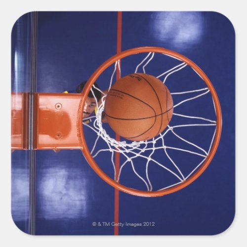 basketball in hoop square sticker