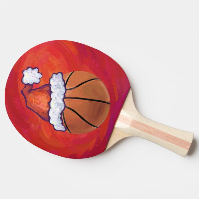Basketball in Santa Hat Ping-Pong Paddle (Side)