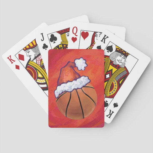 Basketball in Santa Hat Poker Cards (Back)