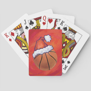 Basketball in Santa Hat Poker Cards