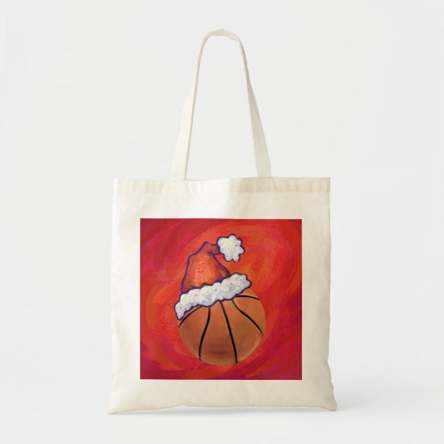 Basketball in Santa Hat Tote Bag (Front)