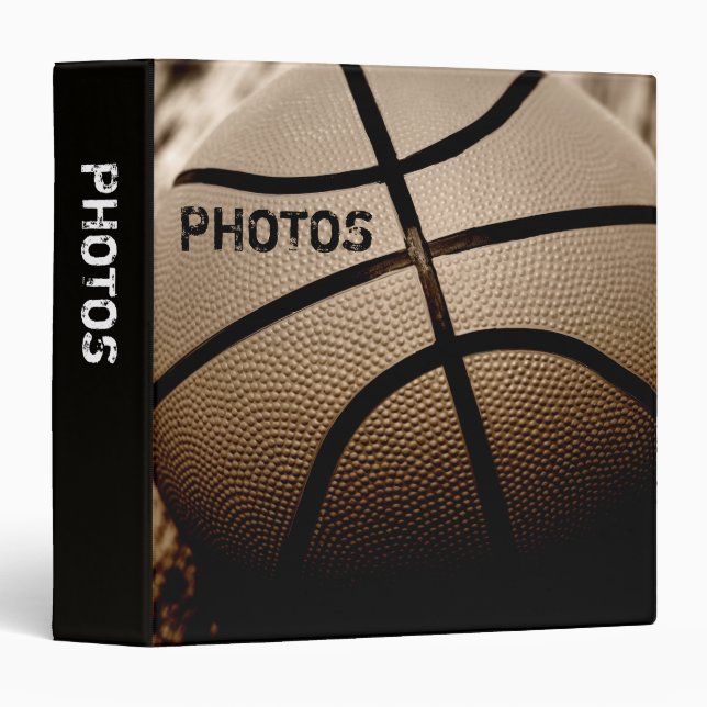 Basketball in Sepia 1.5" Photo Album 3 Ring Binder (Front/Spine)