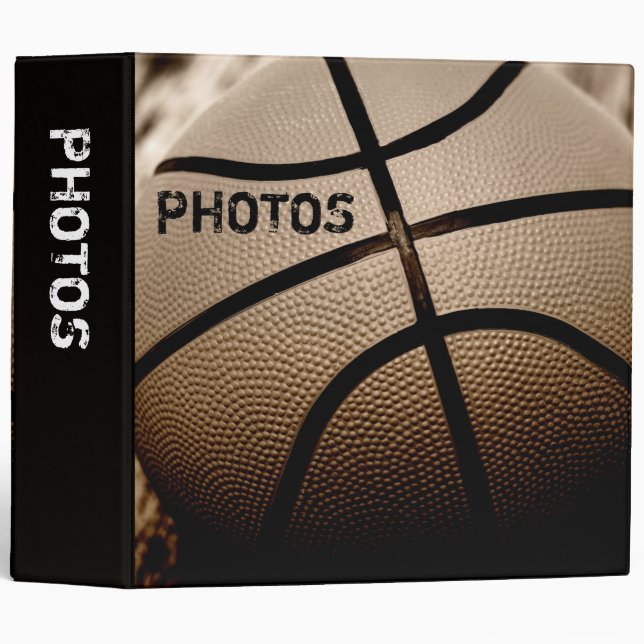 Basketball in Sepia 2" Photo Album 3 Ring Binder (Front/Spine)