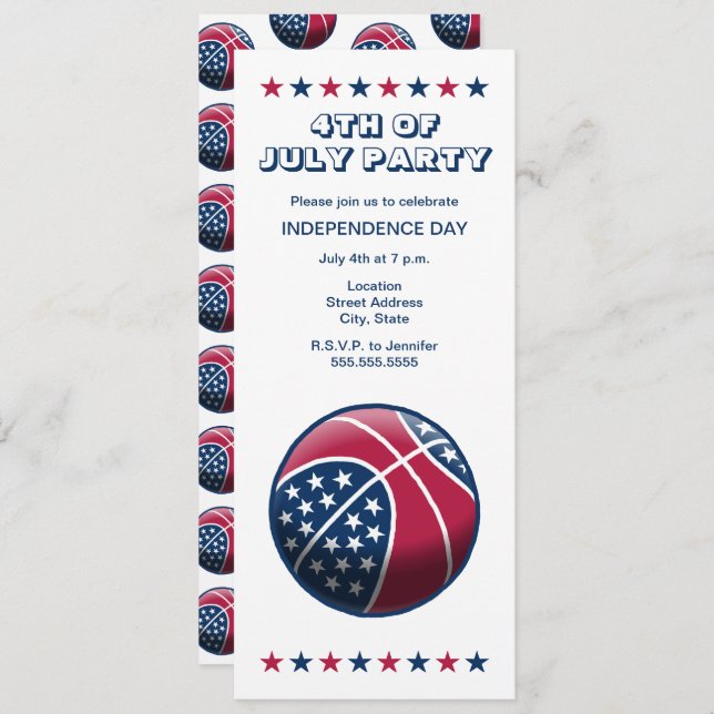 Basketball Independence Day Invitation (Front/Back)