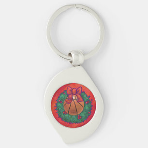 Basketball Inside Christmas Wreath Keychain