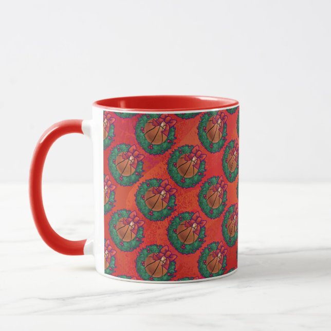 Basketball Inside Christmas Wreath Mug (Left)