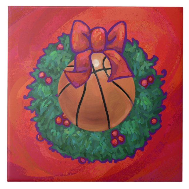 Basketball Inside Christmas Wreath Tile (Front)