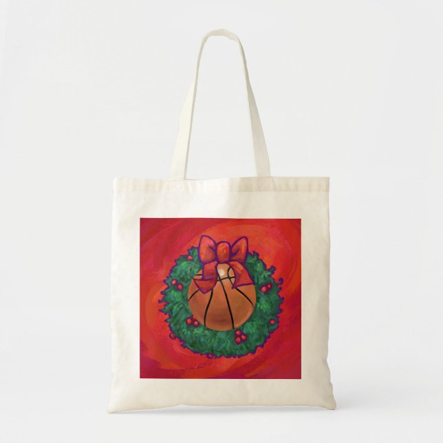 Basketball Inside Christmas Wreath Tote Bag (Front)