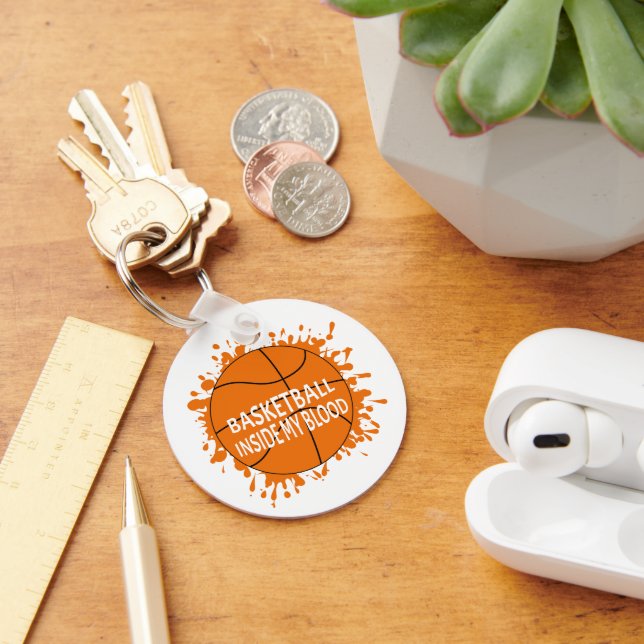 Basketball Inside My Blood Circle Keychain (Desk)