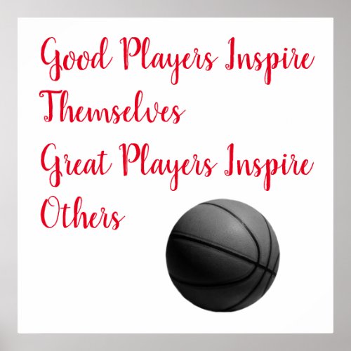 Basketball Inspirational Quote Inspire Player Poster