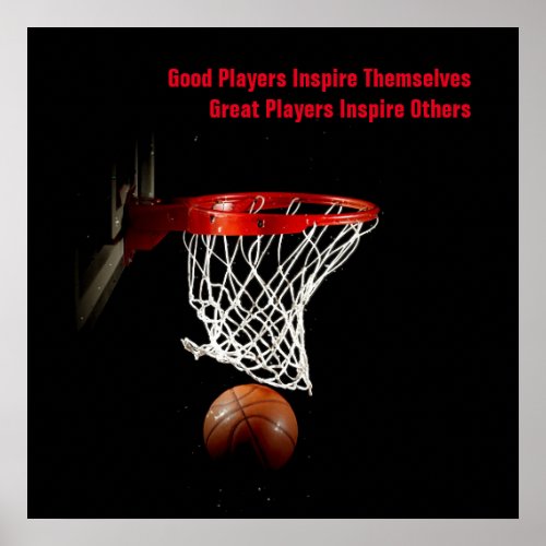 Basketball Inspirational Quote Inspire Players Poster