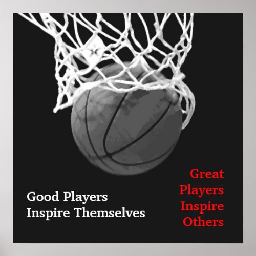 Basketball Inspirational Quote Inspire Players Poster