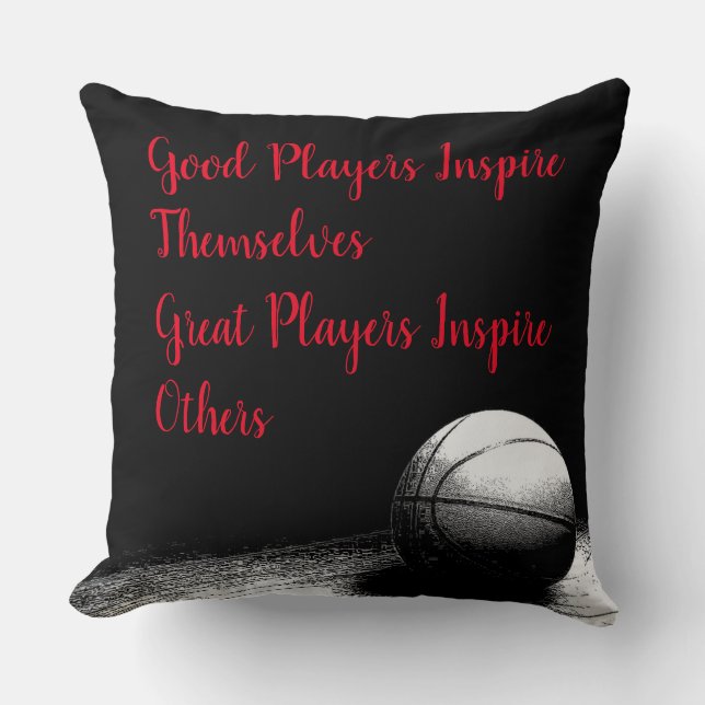 Basketball Inspirational Quote Inspire Players Throw Pillow (Front)