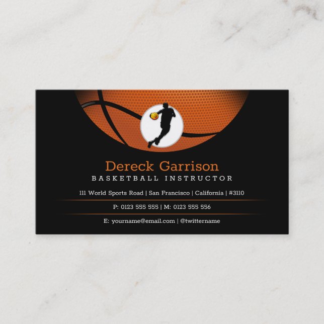 Basketball Instructor | Coach | Trainer Business Card (Front)