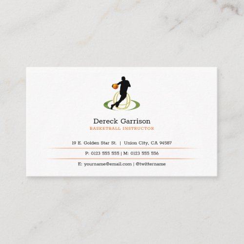 Basketball Instructor  Coach  Trainer Business Card