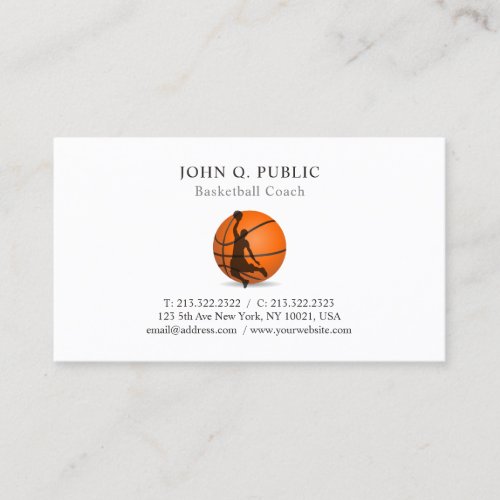 Basketball Instructor Trainer Modern Trendy Plain Business Card