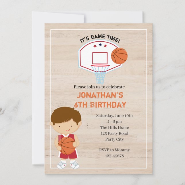 Basketball Invitations - Boys Sports All Star (Front)