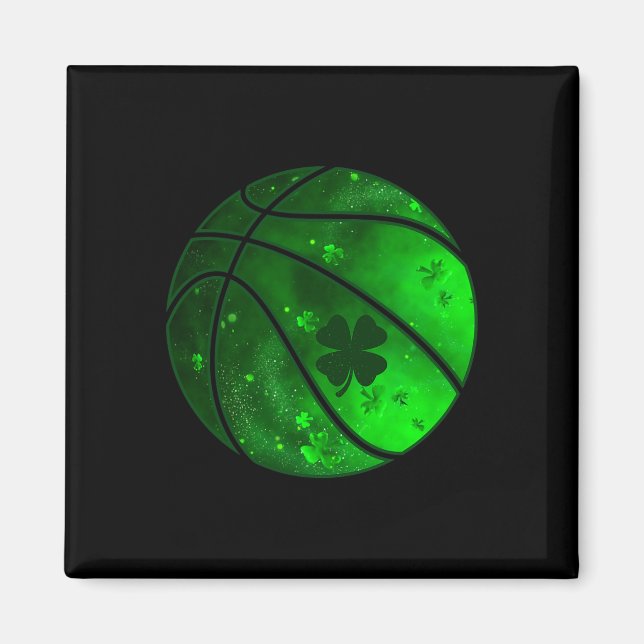 Basketball Irish Shamrock Lucky Clover St Patrick' Magnet (Front)