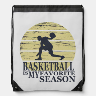 basketball is my favorite season retro sunset drawstring bag