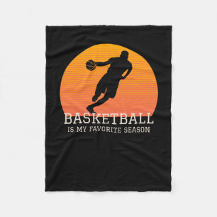 Basketball Is My Favorite Season Retro Sunset Fleece Blanket