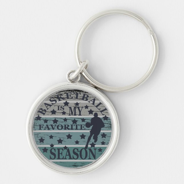 basketball is my favorite season retro sunset keychain (Front)
