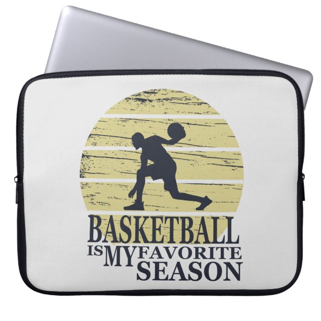 basketball is my favorite season retro sunset laptop sleeve (Front)
