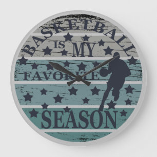 basketball is my favorite season retro sunset large clock