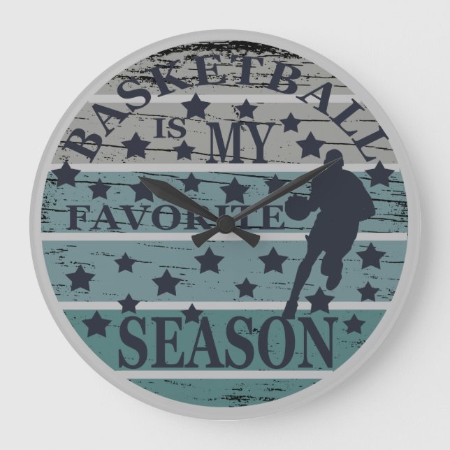 basketball is my favorite season retro sunset large clock (Front)