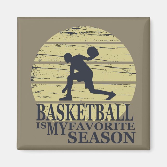 basketball is my favorite season retro sunset magnet (Front)