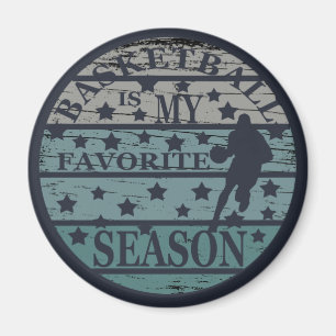 basketball is my favorite season retro sunset magnet
