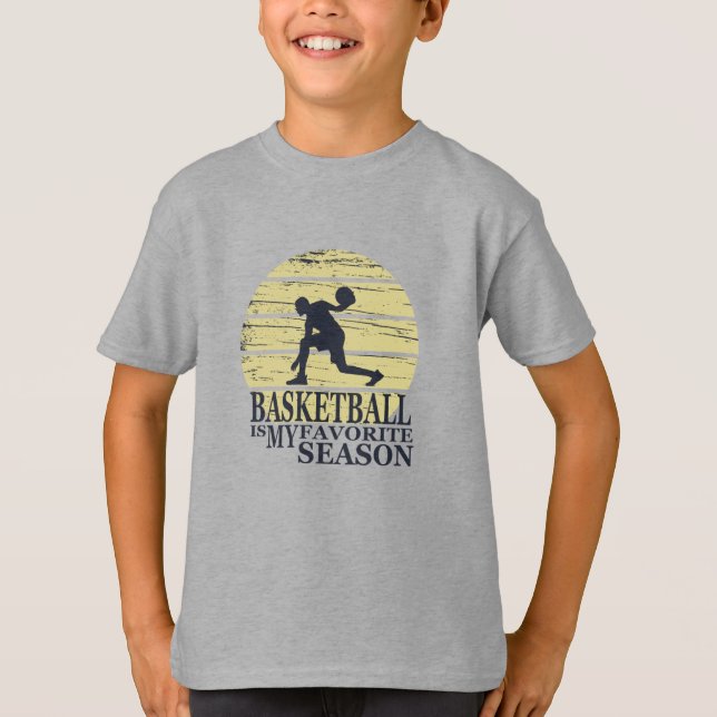 basketball is my favorite season retro sunset T-Shirt (Front)